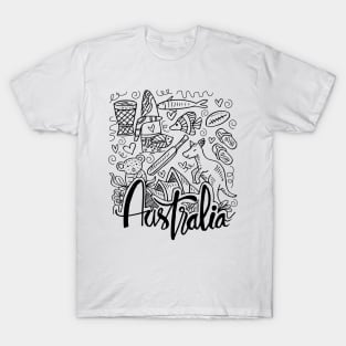 Hand Drawn Symbols Of Australia. T-Shirt